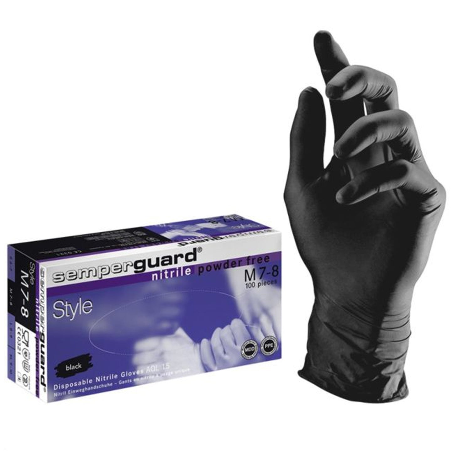 Disposable nitrile gloves SEMPERGUARD NITRIL STYLE BLACK — stenso.ro Disposable nitrile gloves SEMPERGUARD NITRIL STYLE BLACK
