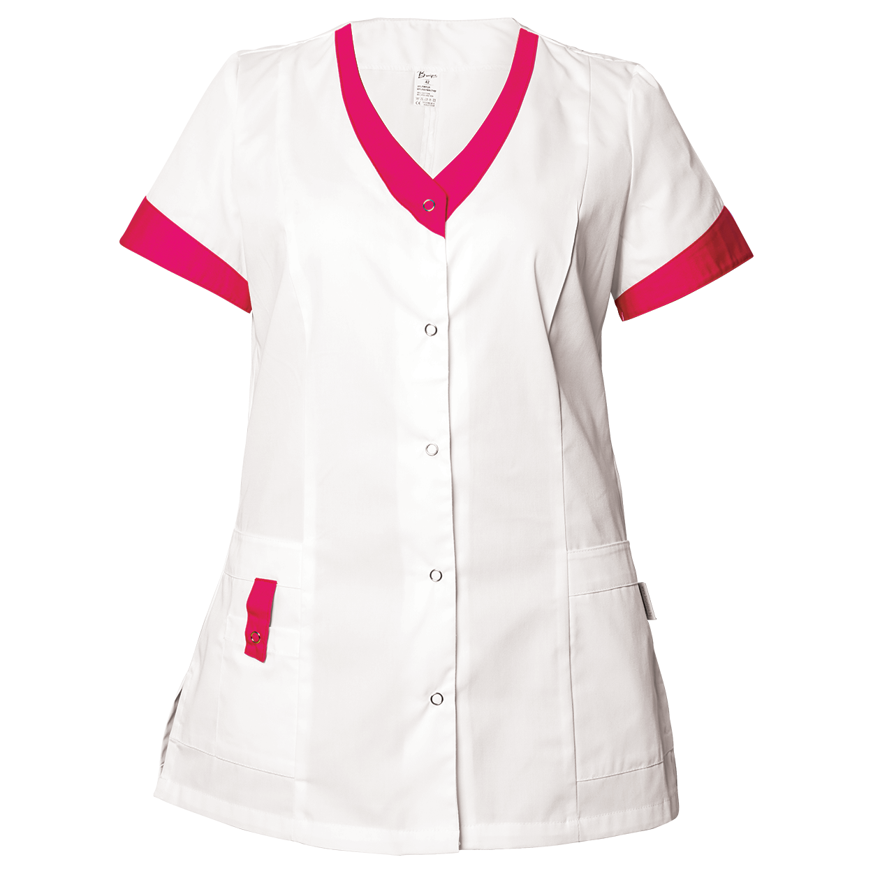 Lady's medical tunic ALEGRA WHITE/DARK PINK — stenso.ro Lady's medical tunic ALEGRA WHITE/DARK PINK