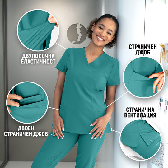 Tunica medicală de damă NOBBY TURCOAZ - 2 — stenso.ro Tunica medicală de damă NOBBY TURCOAZ - 2