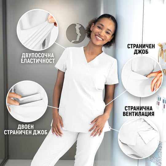 Tunica medicală de damă NOBBY WHITE - 2 — stenso.ro Tunica medicală de damă NOBBY WHITE - 2