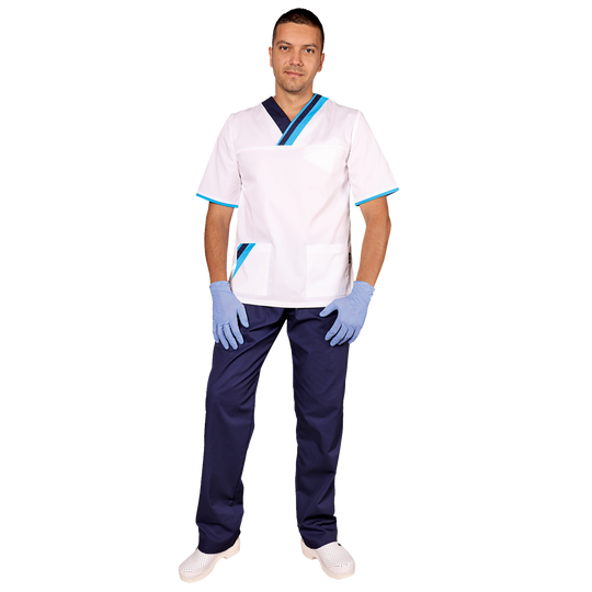 Медицинска туника MARCEL WHITE/BLUE - 2 — stenso.ro Медицинска туника MARCEL WHITE/BLUE - 2