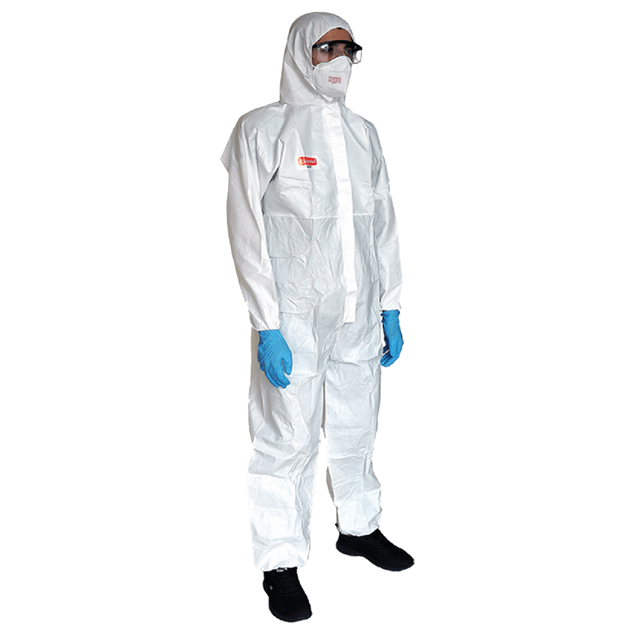 Ολόσωμη προστατευτική φόρμα με κουκούλα COVERALL WHITE TYPE 5, 6 — stenso.ro Ολόσωμη προστατευτική φόρμα με κουκούλα COVERALL WHITE TYPE 5, 6