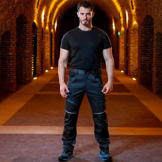 Pantaloni de lucru REVOLT 4STRETCH GREY/BLACK/PETROL - 2 — stenso.ro Pantaloni de lucru REVOLT 4STRETCH GREY/BLACK/PETROL - 2