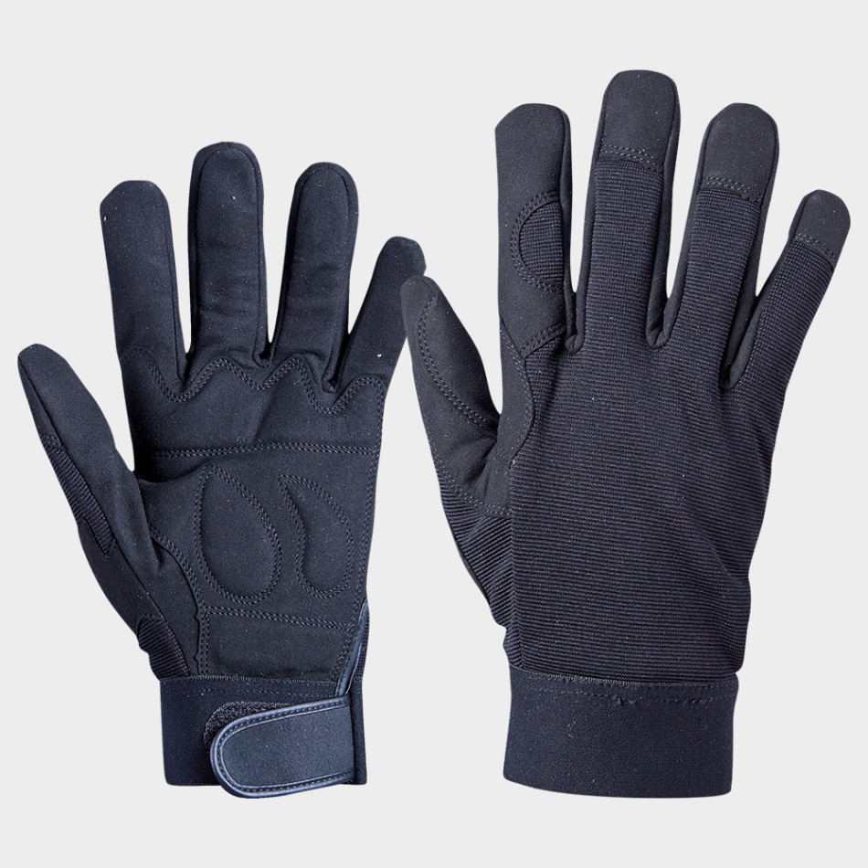 Mănuși din piele artificială și material textil NEGRU ART