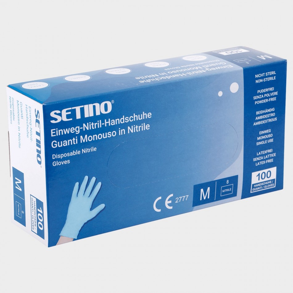 Mănuși de unică folosință din nitril SETINO NITRILE ALBASTRU PREMIUM