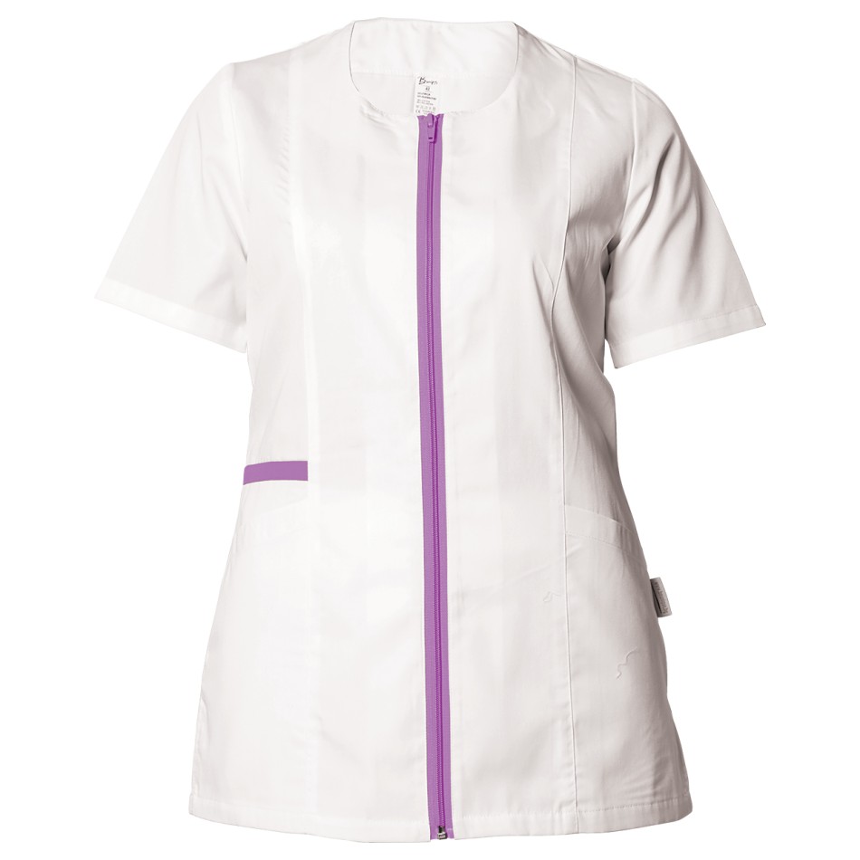 Tunică medicală pentru femei ZAIRA ALB/VIOLET