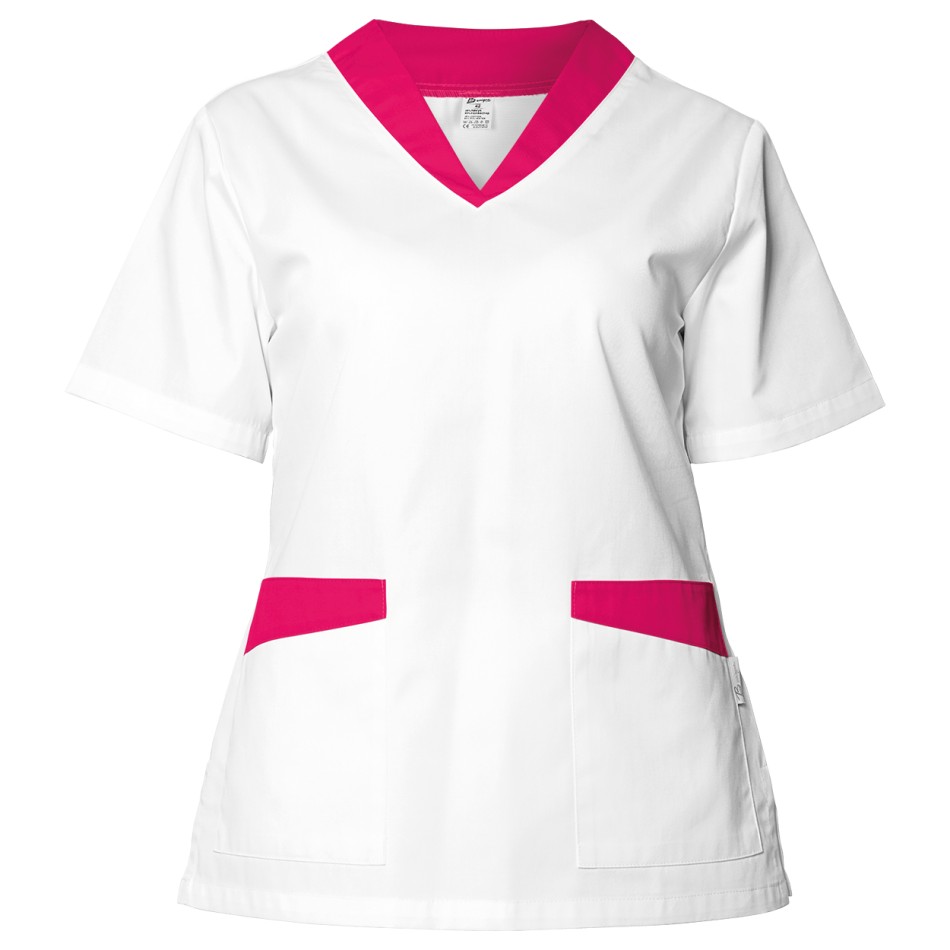Tunică medicală pentru femei FABIANA ALB/ROZ ÎNCHIS