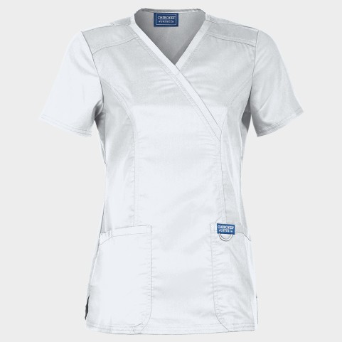 Tunică medicală de damă CHEROKEE WRAP ALB WWE610