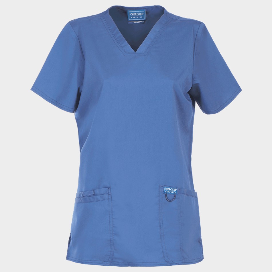 Tunică medicală de damă CHEROKEE V-NECK ALBASTRU DESCHIS WWE620