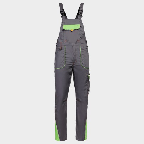 Pantaloni de salopete PRISMA LIGHT STRETCH GRI/VERDE