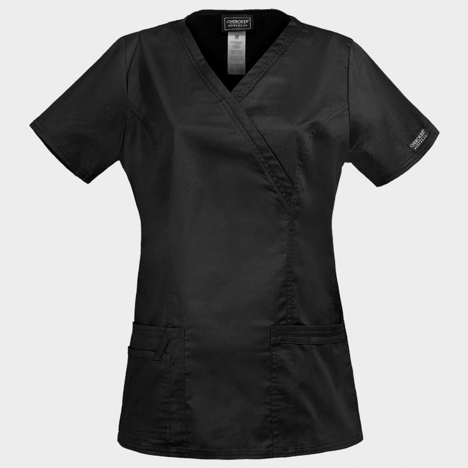 Tunică medicală pentru femei CHEROKEE WRAP NEGRU WWE4728