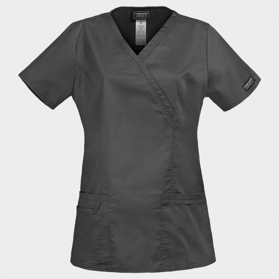 Tunică medicală pentru femei CHEROKEE WRAP GRI WWE4728