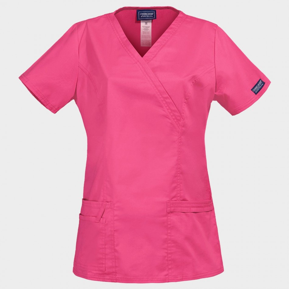 Tunică medicală pentru femei CHEROKEE WRAP ROZ WWE4728