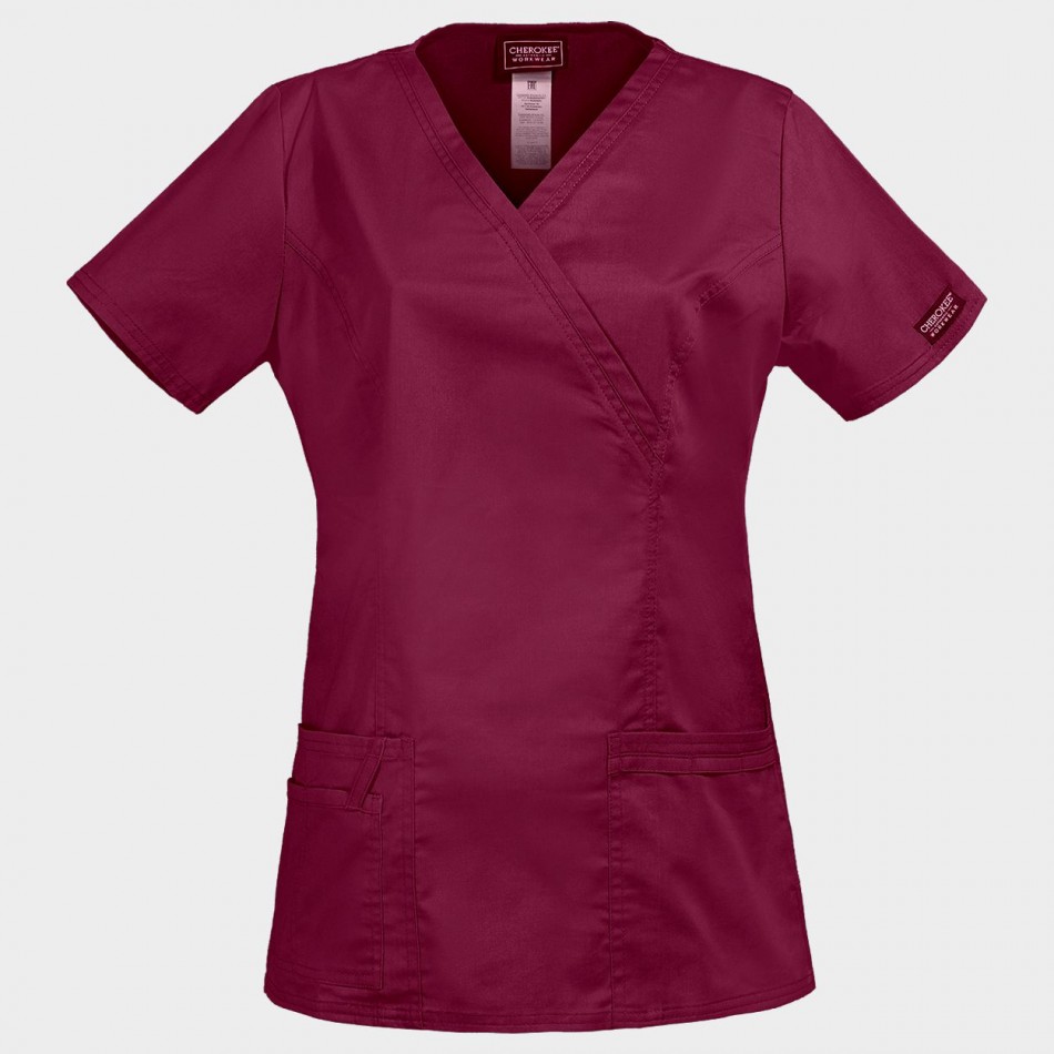 Tunică medicală pentru femei CHEROKEE WRAP VIȘINIU WWE4728