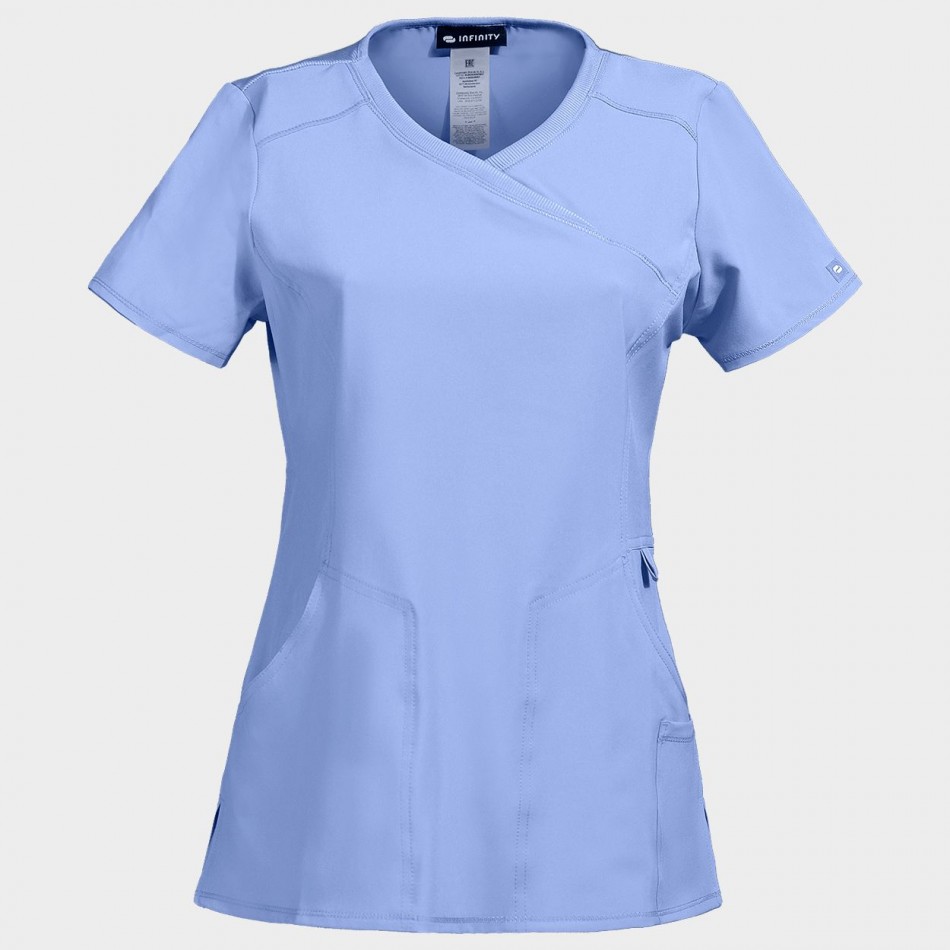 Tunică medicală pentru femei CHEROKEE WRAP ALBASTRU DESCHIS CKE2625A