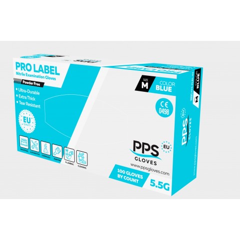 Mănuși de unica folosință din nitril PPS NITRILE BLUE PF 5.5G