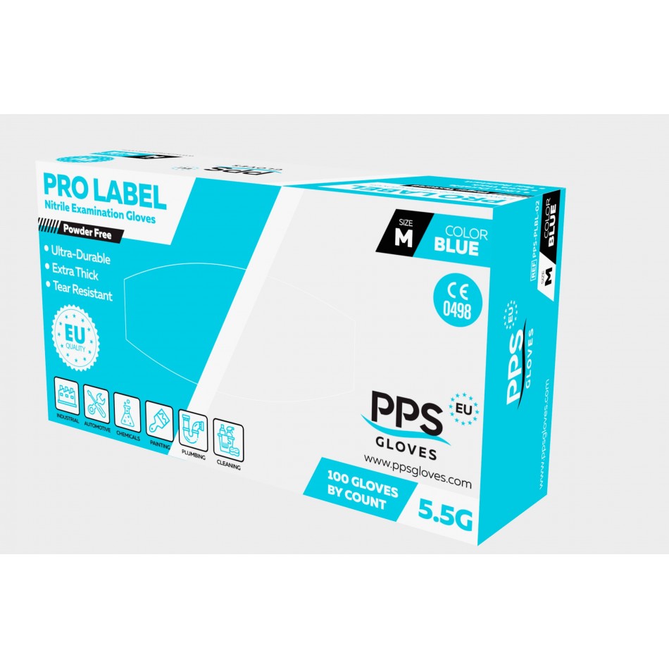 Mănuși de unica folosință din nitril PPS NITRILE BLUE PF 5.5G