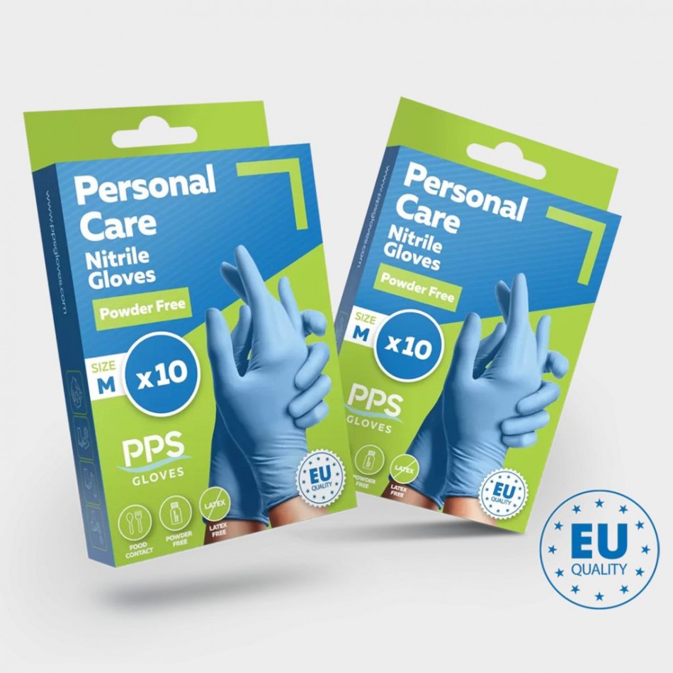 Mănuși din nitril fără pudră PPS PERSONAL CARE PF BLUE