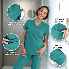 Tunica medicală de damă NOBBY TURCOAZ 2