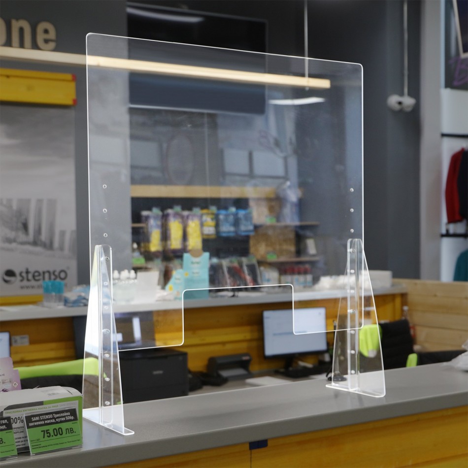 Protective screen with plexiglass holders
