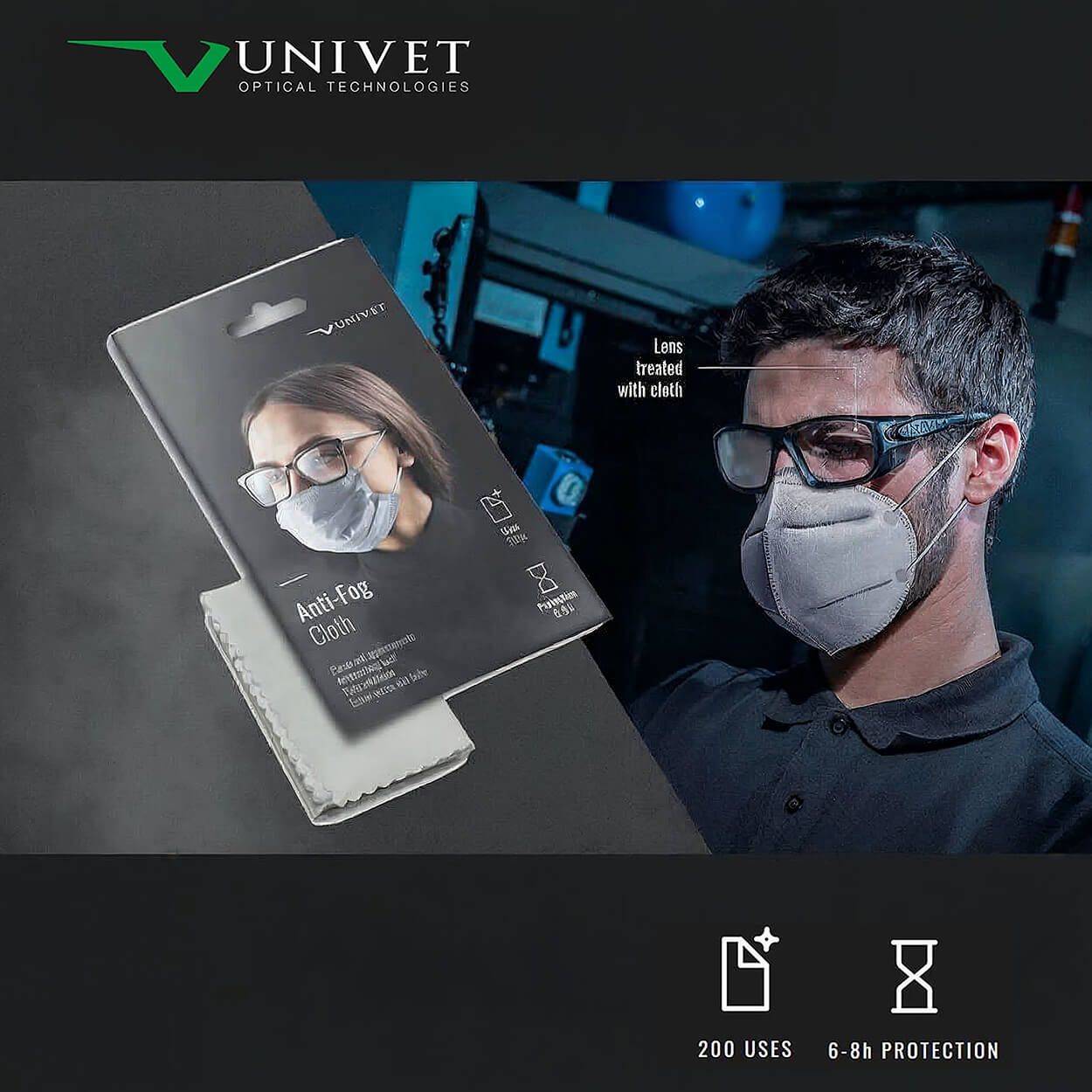 Antifog microfiber cloth UNIVET - 2