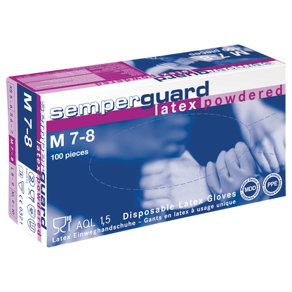 Mănuși de unică folosință din latex - XL - 90 buc SEMPERGUARD LATEX POWDERED - 1