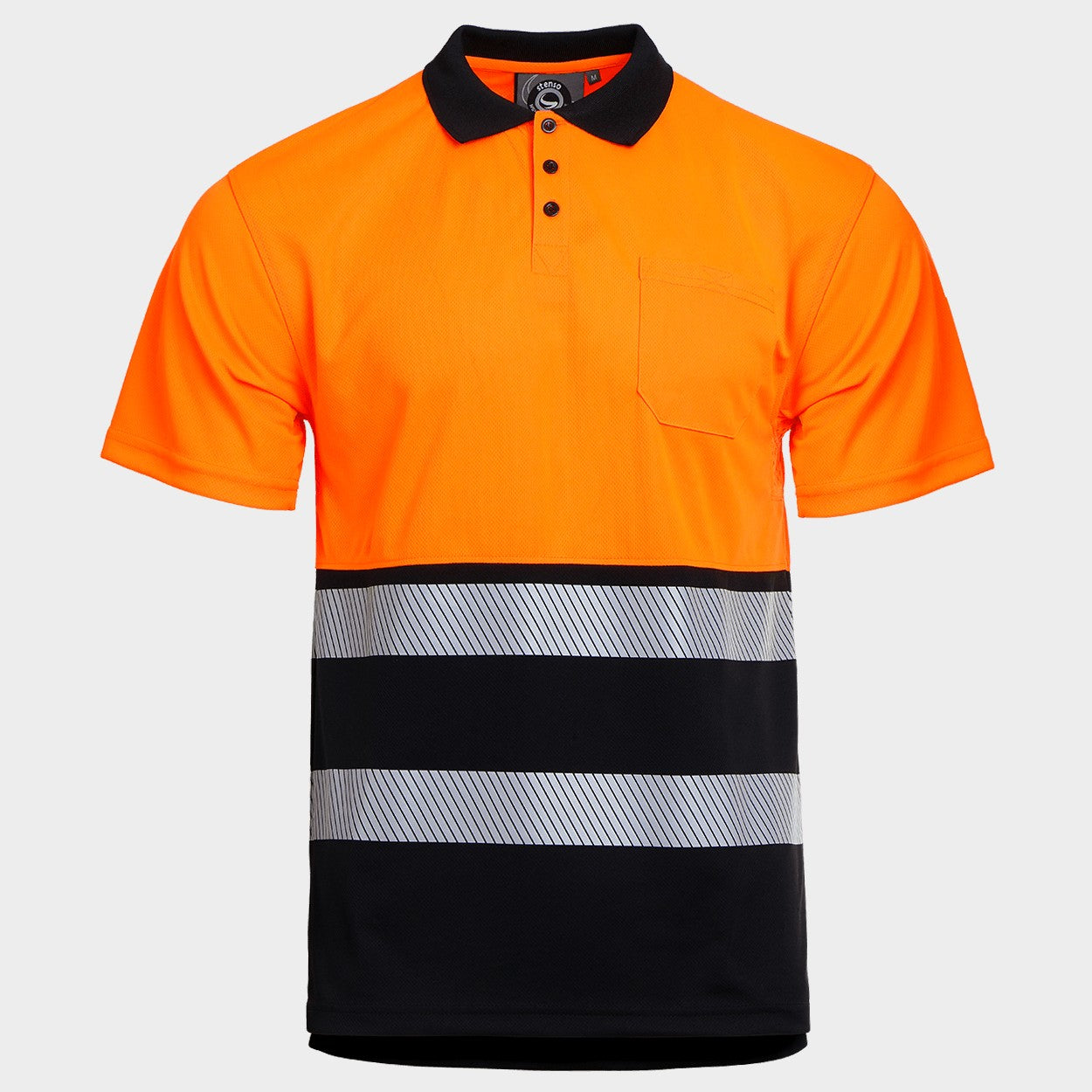 Polo tricou reflectorizant PRISMA HV PORTOCALIU/NEGRU - 1