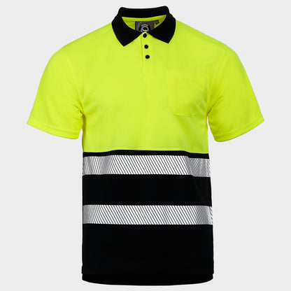 High visibility polo t-shirt PRISMA HV YELLOW/BLACK - 1