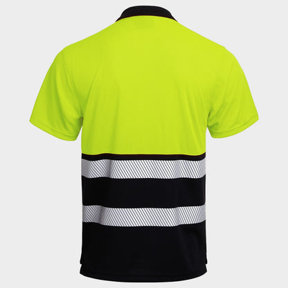High visibility polo t-shirt PRISMA HV YELLOW/BLACK - 3