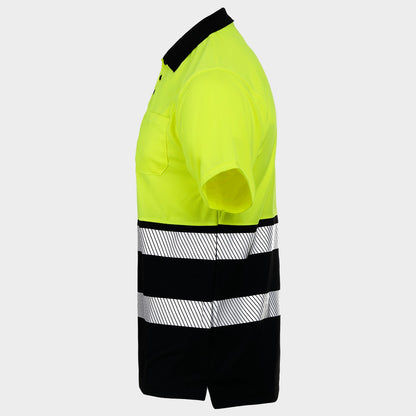 High visibility polo t-shirt PRISMA HV YELLOW/BLACK - 4