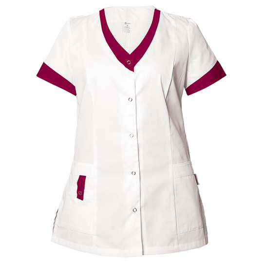 Tunică medicală pentru femei ALEGRA ALB/BURDEAUX