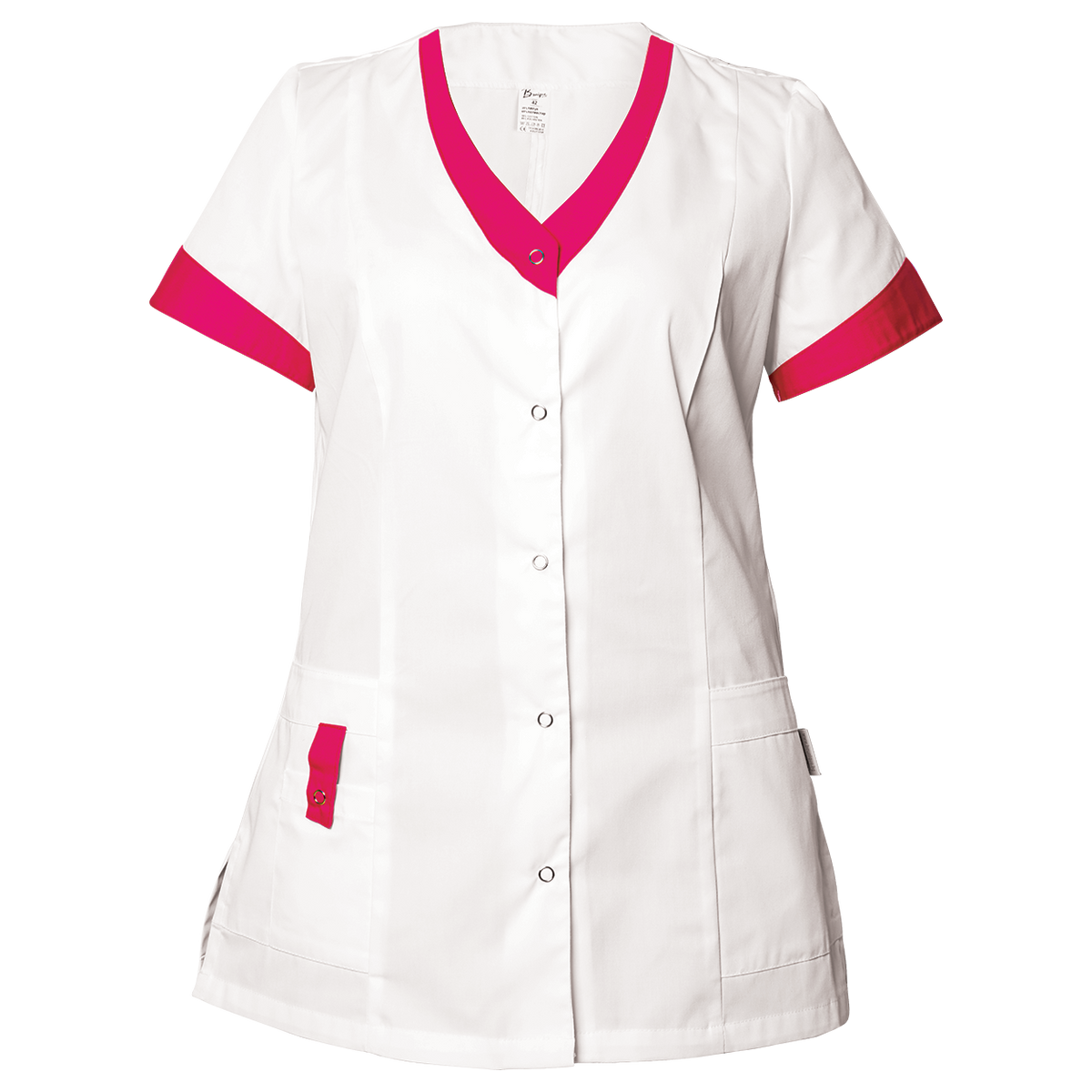Lady's medical tunic ALEGRA WHITE/DARK PINK