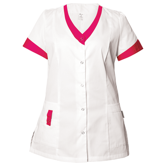 Дамска медицинска туника ALEGRA WHITE/DARK PINK
