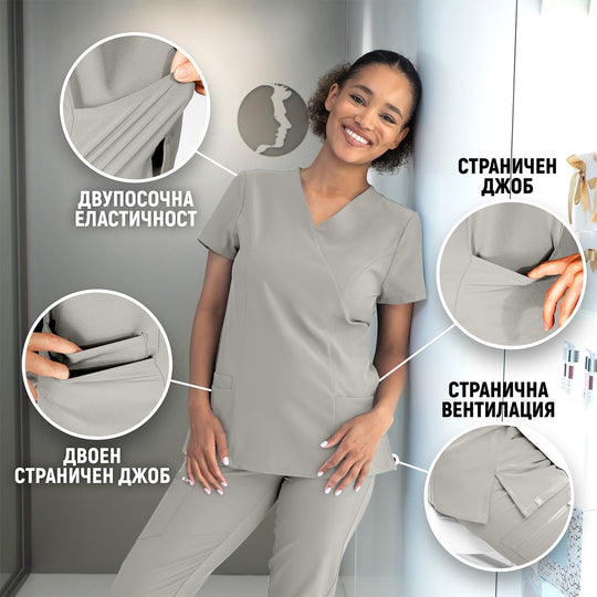Tunica medicală de damă NOBBY GRI DESCHIS - 2