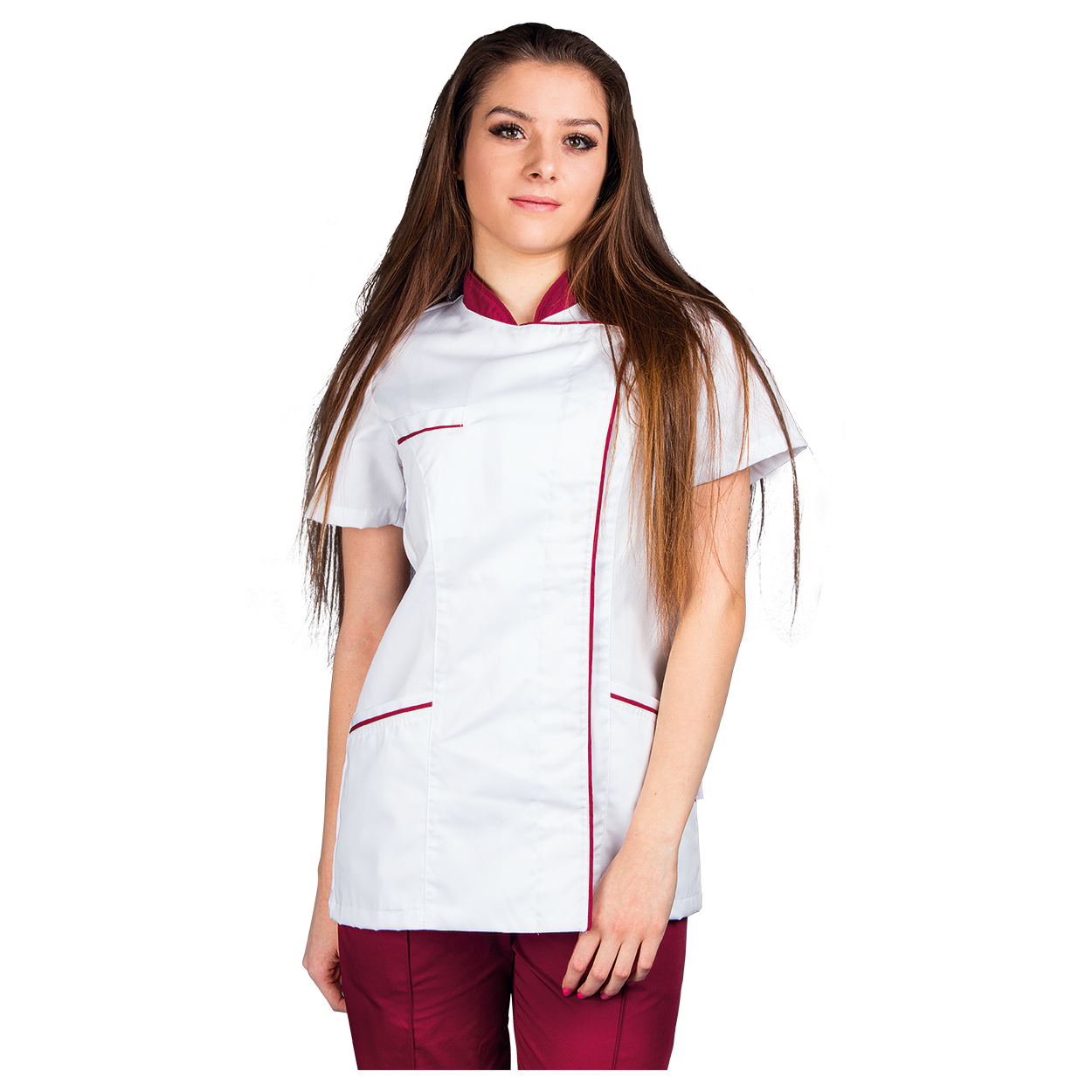 Γυναικεία Ιατρική Μπλούζα άσπρο SINTIA WHITE/BORDEAUX - 1