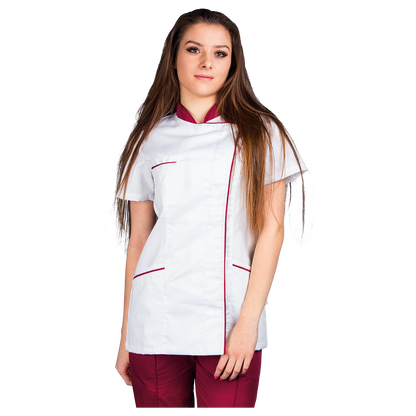 Γυναικεία Ιατρική Μπλούζα άσπρο SINTIA WHITE/BORDEAUX - 1