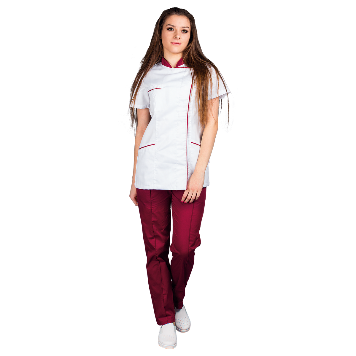 Γυναικεία Ιατρική Μπλούζα άσπρο SINTIA WHITE/BORDEAUX - 2