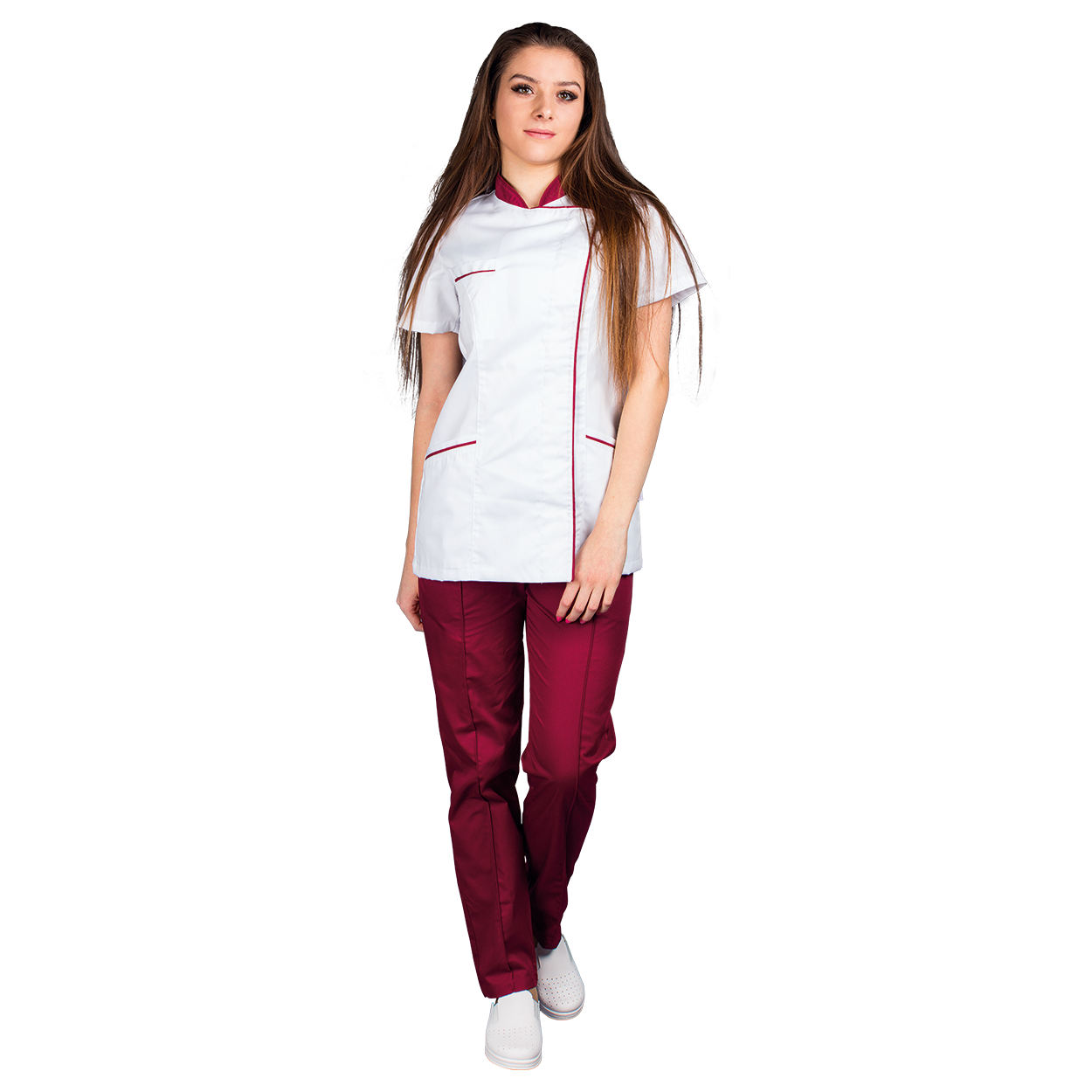 Γυναικεία Ιατρική Μπλούζα άσπρο SINTIA WHITE/BORDEAUX - 2