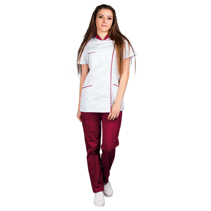 Γυναικεία Ιατρική Μπλούζα άσπρο SINTIA WHITE/BORDEAUX - 2