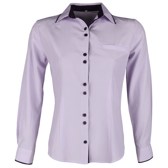 Lady's short sleeve shirt ALEXIA LIGHT PURPLE STRIPE - 1