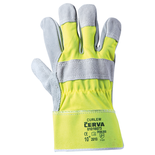 Leather and textile gloves CURLEW HV YELLOW