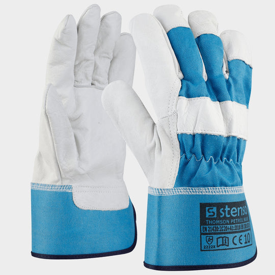 Mănuși din piele și material textil THOMSON ALBASTRU PETROL - 1