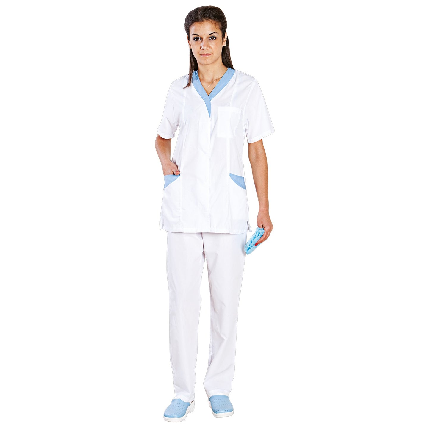 Медицински туника с панталон M33 WHITE/BLUE