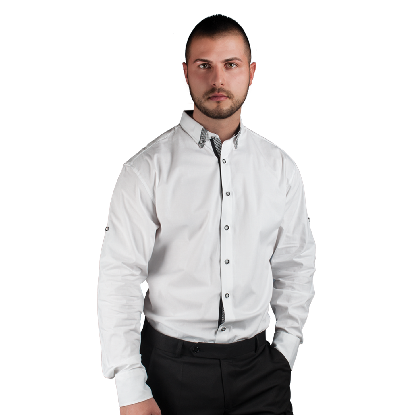 Men's long sleeve shirt ALBERTO WHITE - 1