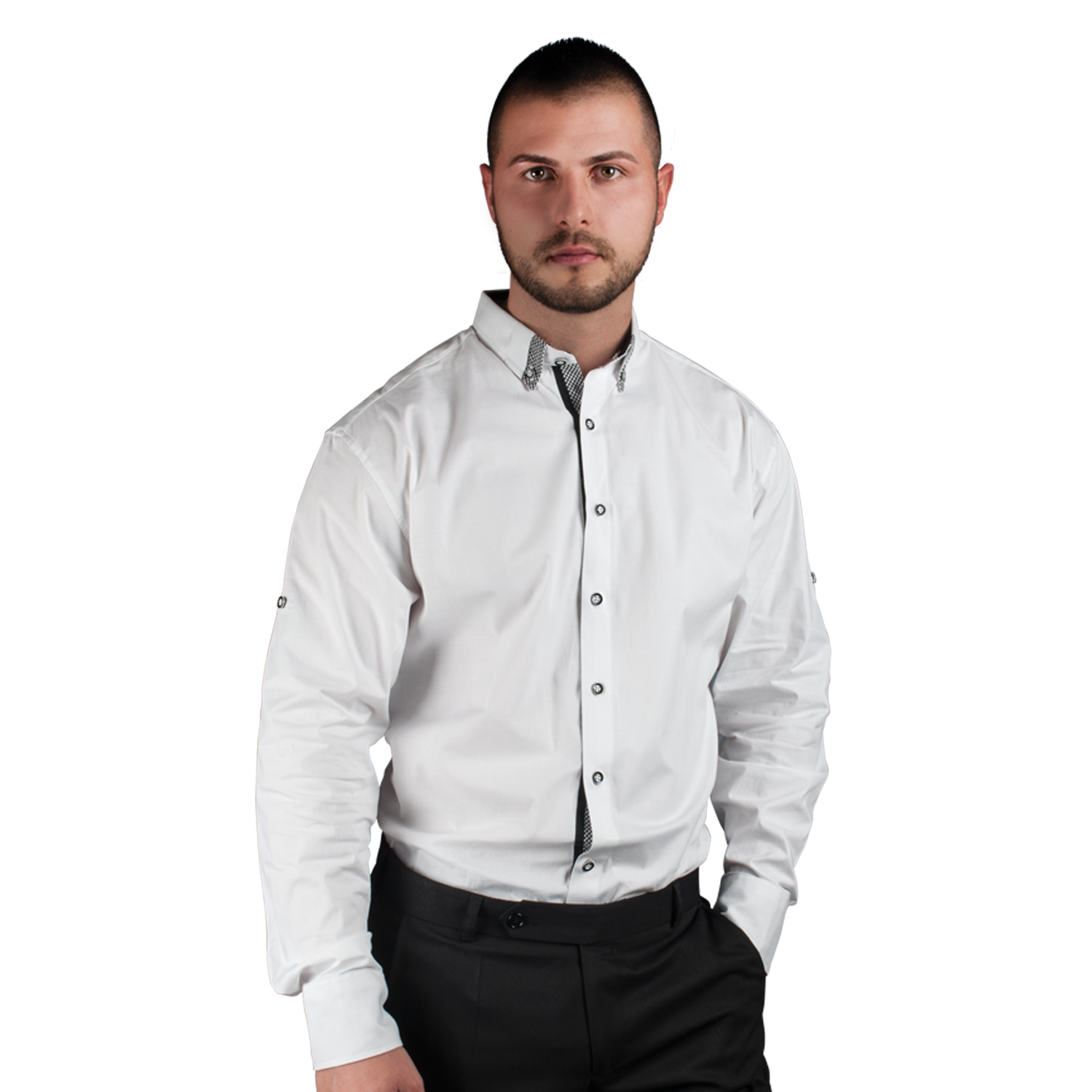 Men's long sleeve shirt ALBERTO WHITE - 1