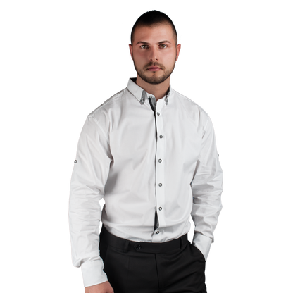 Men's long sleeve shirt ALBERTO WHITE - 1