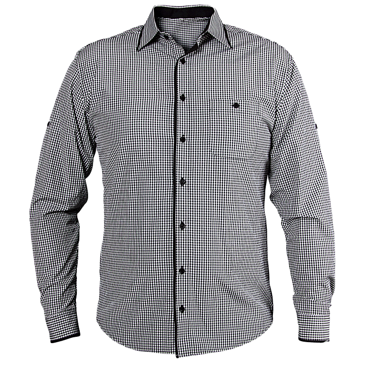 Men's long sleeve shirt FLORIS BLACK - 1
