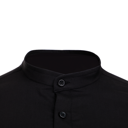 Cămașă pentru bărbați cu stand guler VELILLA NEGRU - 5
