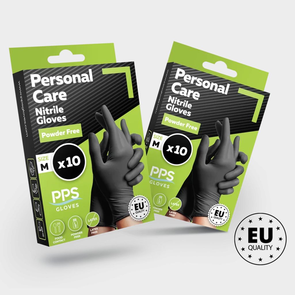 Γάντια νιτριλίου χωρίς πούδρα PPS PERSONAL CARE PF BLACK