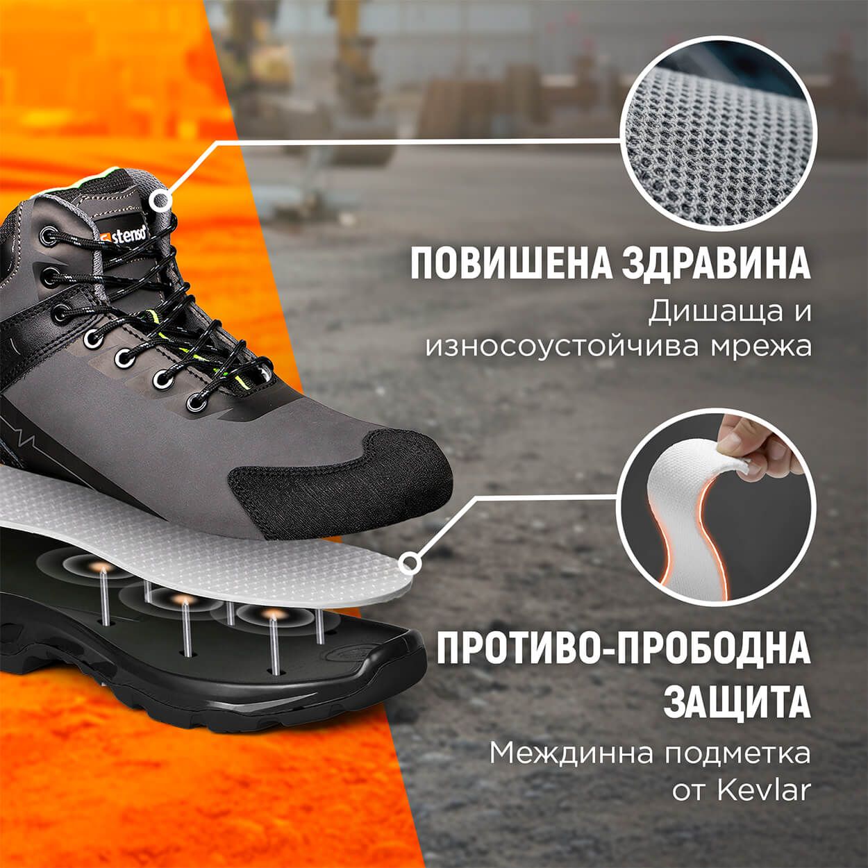 Παπούτσια εργασίας RULER S3S SR GREY/GREEN - 2